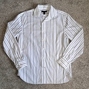 Express Design Studio Men's Blue and White Stripe Dress Shirt Size Medium